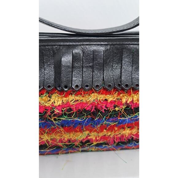 Y2K Brighton Small Fringed Eyelash Rainbow Handbag Purse Small Leather Fiesta - Picture 2 of 9
